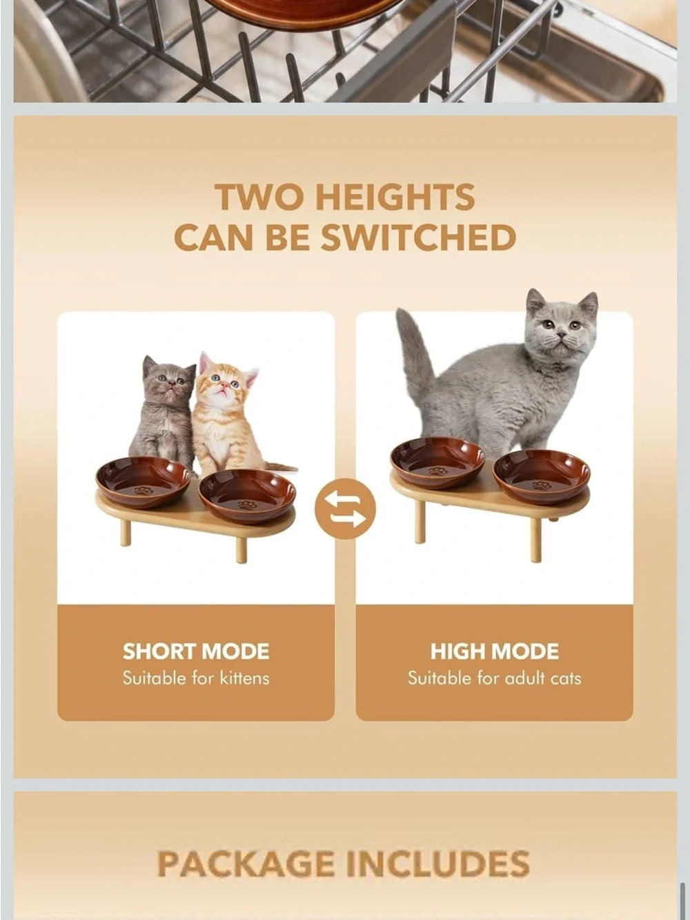 Elevated Cat Bowls Raised Ceramic Cat Bowl, 5.7” Wide Opening Cat Food Bowl